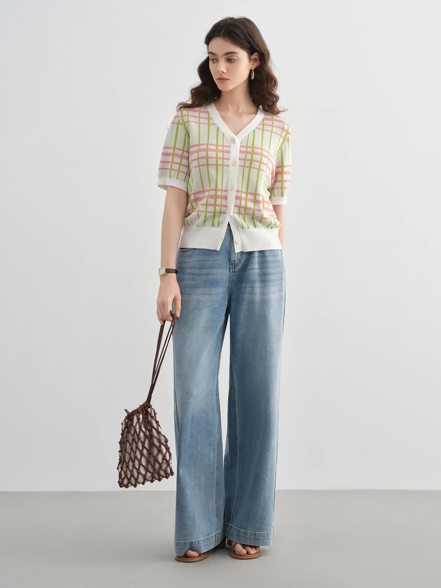 DUSHU 2025 Summer Plus-Size Galaxy Meteor Jeans High-Waist Silver-Embossed Wide-Leg Denim Pants Jeans 25DS82056