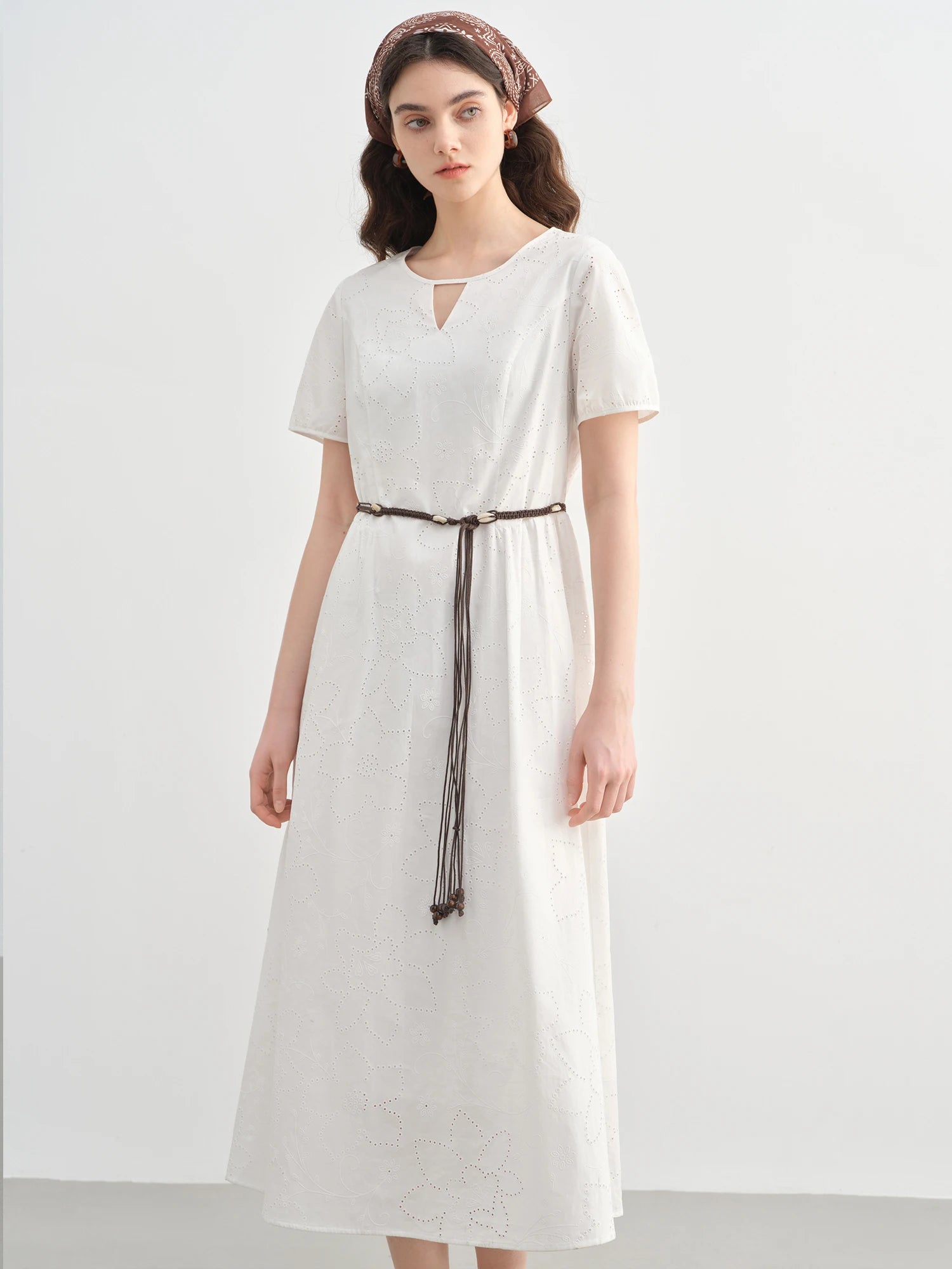 DUSHU French Hepburn Style Retro Casual Women Dress 2025 Summer New White HIgh Waist Slim Strappy Dress 25DS82612+25DS82565
