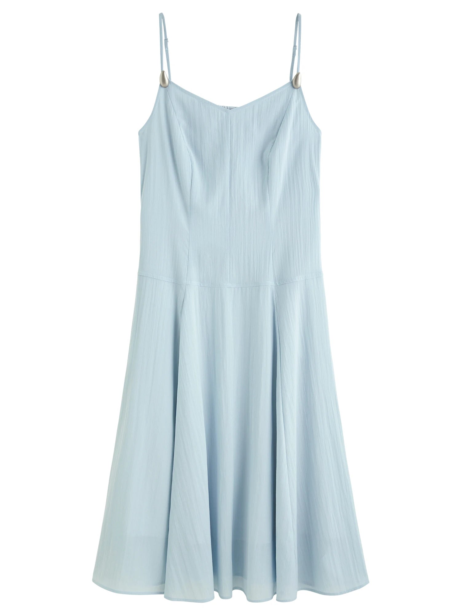 DUSHU Plus Size French V-neck Water Drop Metal Buckle Suspender Dress 2025 Summer New Temperament Dress 25DS82435