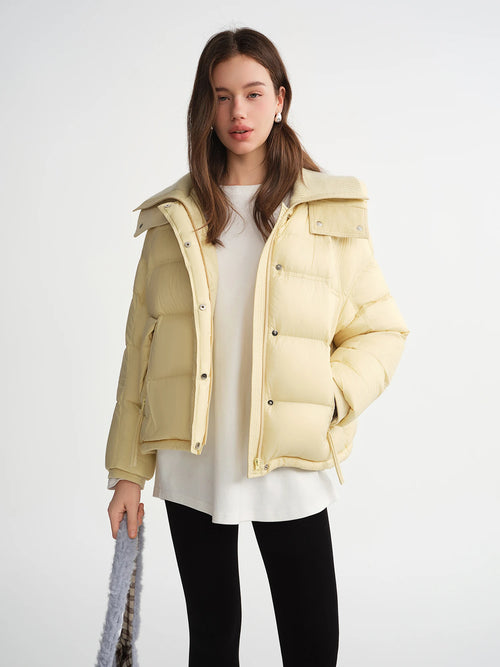 DUSHU 2025 Winter Women's Hooded Puffer Down Coat - Relaxed Fit Plus Size Thermal Insulated Short Jacket for Casual Warmth