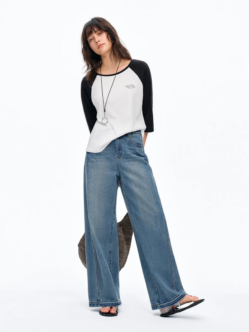 DUSHU 2026 Summer Women's 100% Cotton High Waist Wide-Leg Jeans - Flattering Straight Cut Denim Pants for Casual Summer Wear