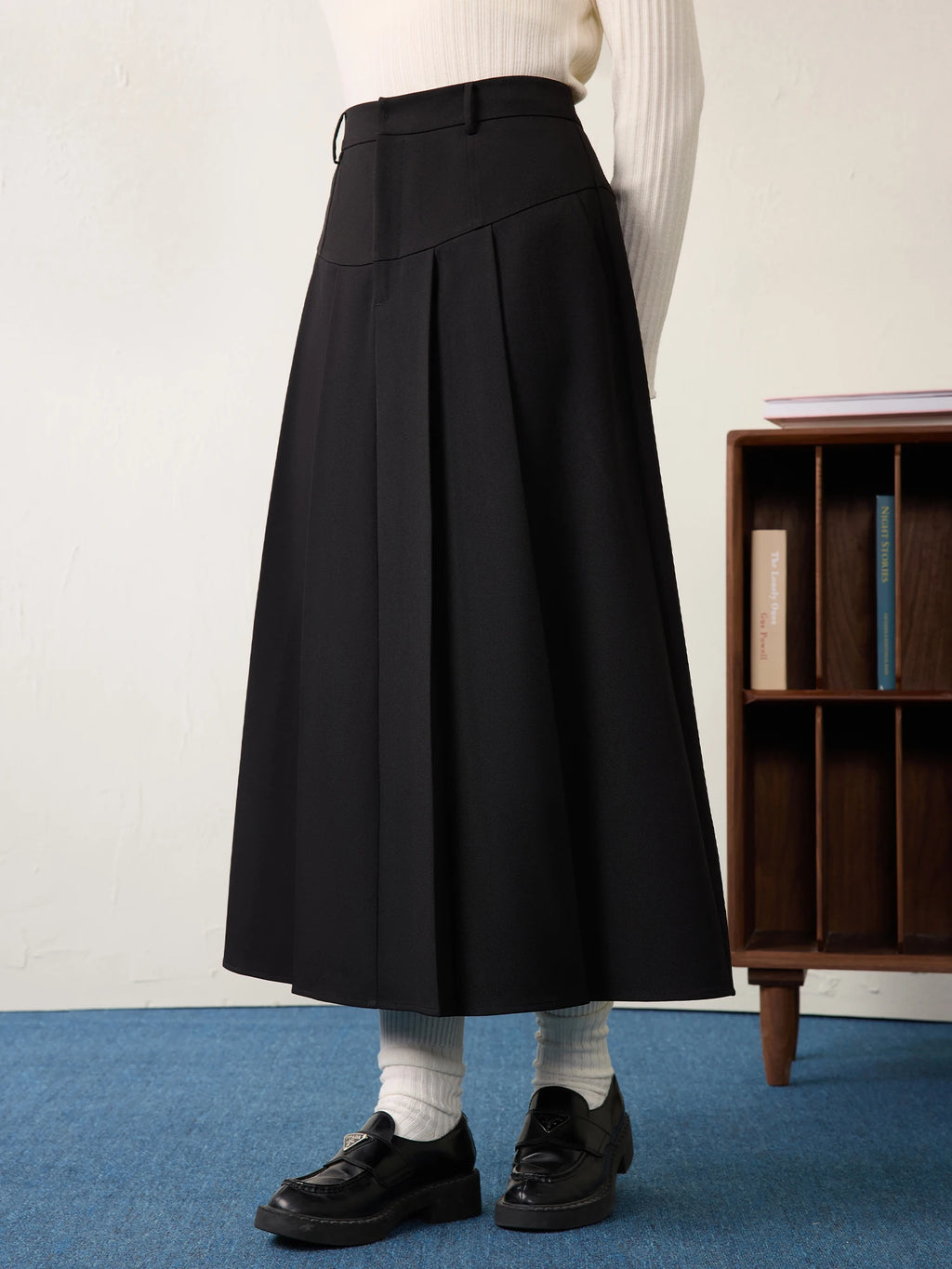 DUSHU Office Lady High Waisted Pleated A-line Skirt 2025 Spring New Commuting Versatile Fashion A-line Skirt 25DS81131