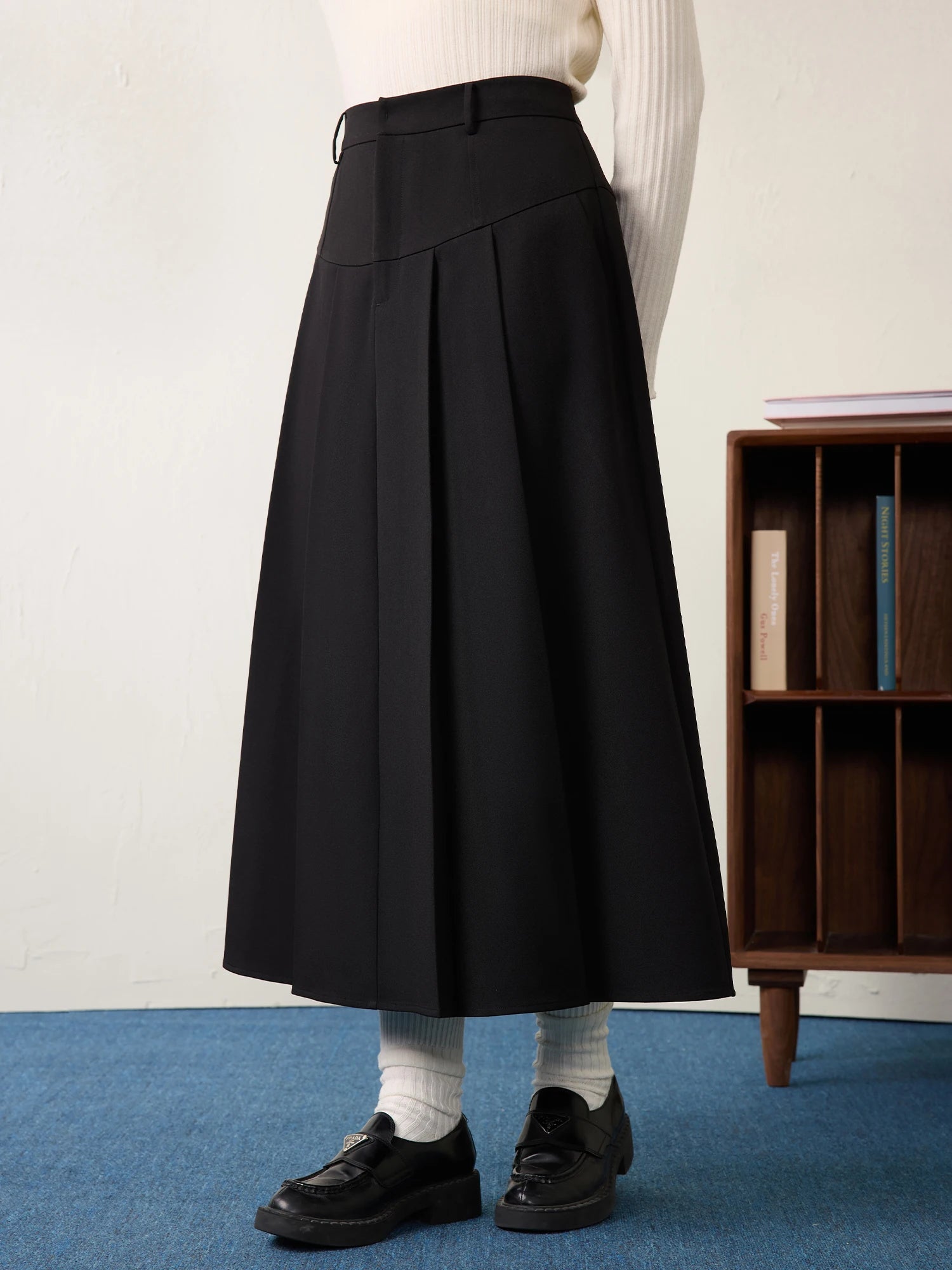 DUSHU Office Lady High Waisted Pleated A-line Skirt 2025 Spring New Commuting Versatile Fashion A-line Skirt 25DS81131