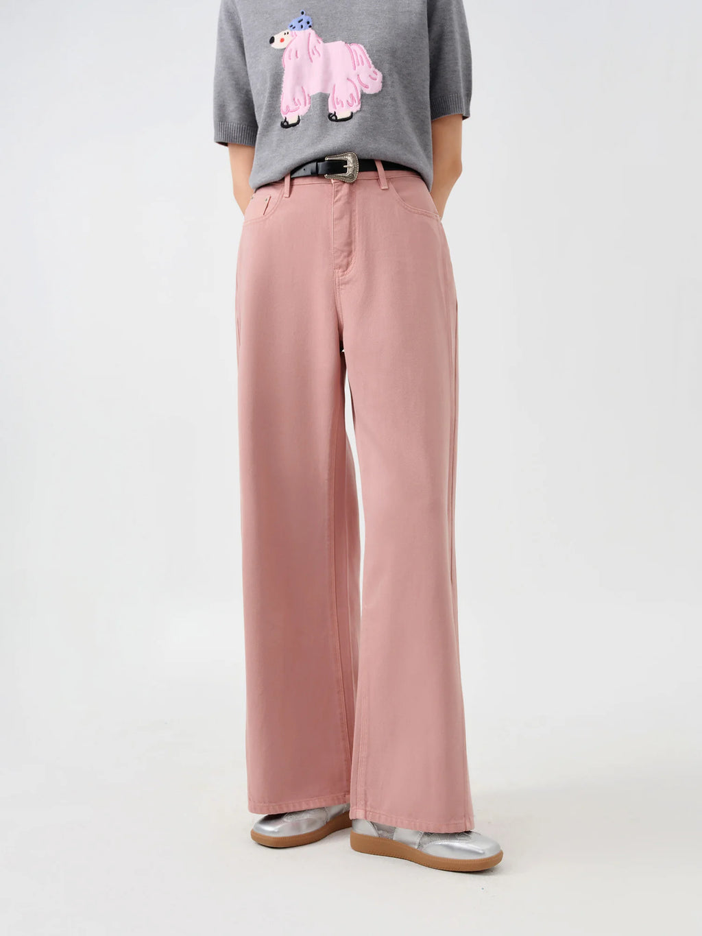 DUSHU Women Jeans【3 Colors】Autumn High Waist Straight Female Jeans 2024 Fall Denim White Long Trouser Pink Pants 24DS83017
