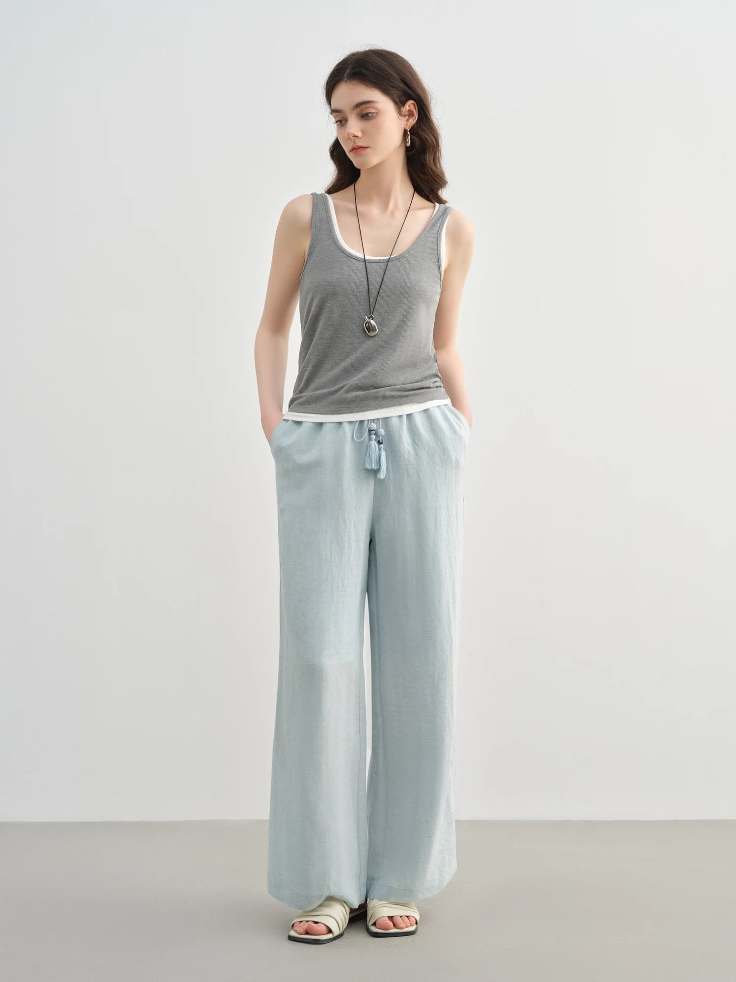 DUSHU 2025 Summer Plus-Size Linen-Like Pants - Relaxed Fit & Breathable Blend with Casual Elegance 25DS82241