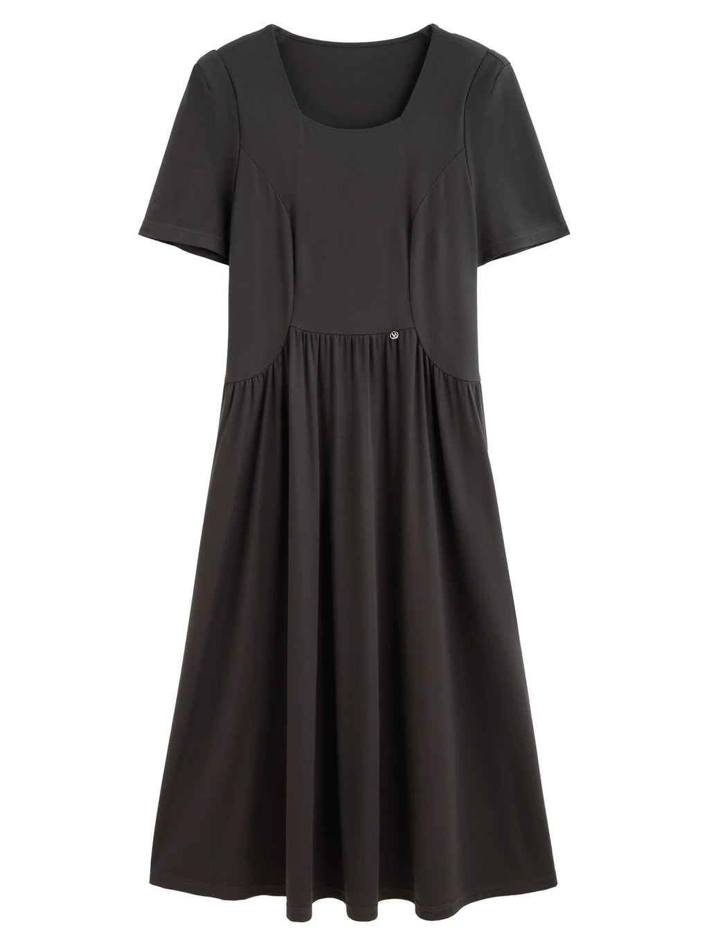 DUSHU Plus Size Women Elegant Style Square Collar Straight Shoulder Slim Knitted Dress 2025 Summer New Patchwork Dress 25DS82228