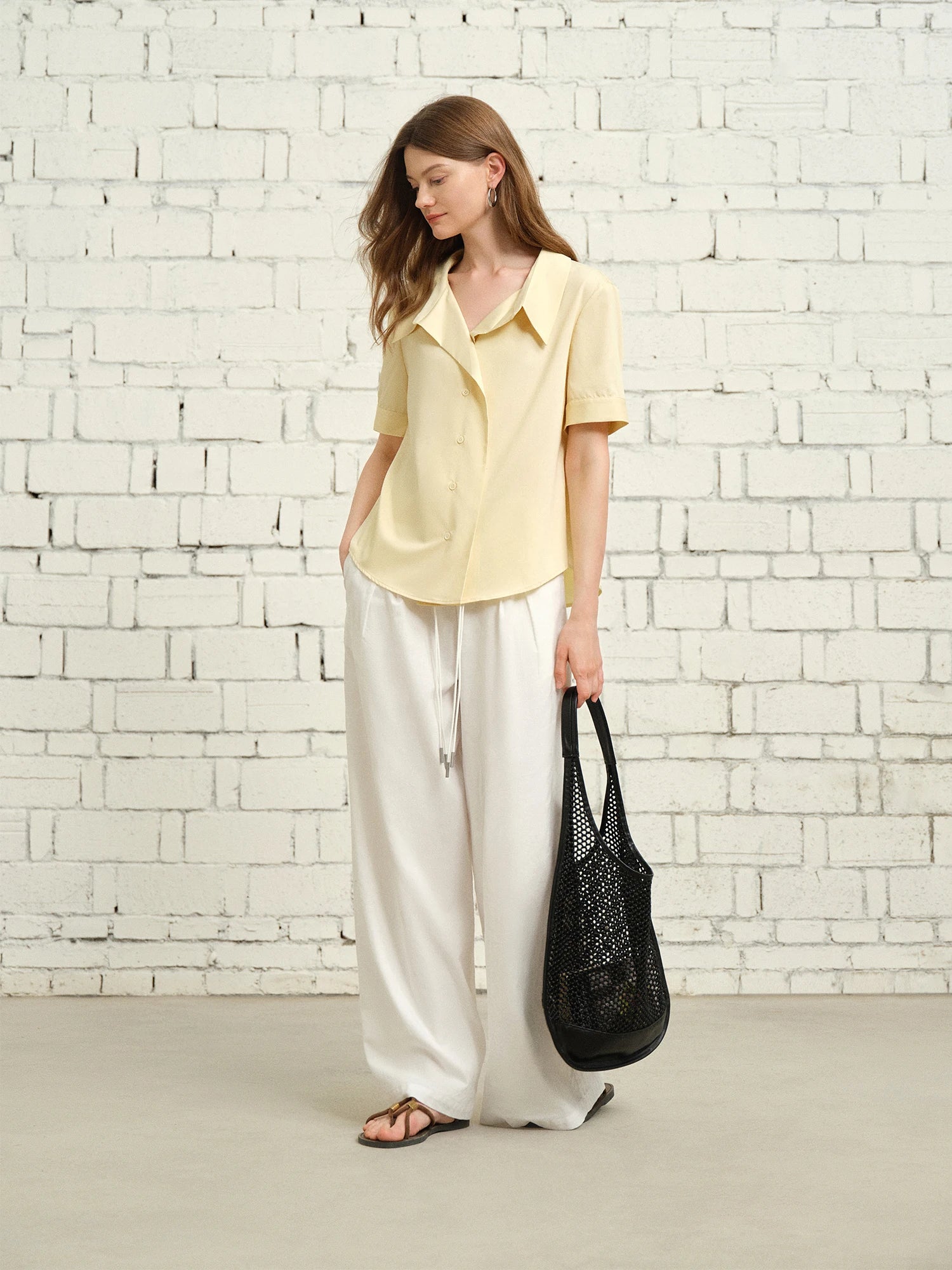 DUSHU Plus Size Women's Clothing Design Simple Lapel Commuter Shirt 2025 Summer New Simple Fashion Blouses Top 25DS82319