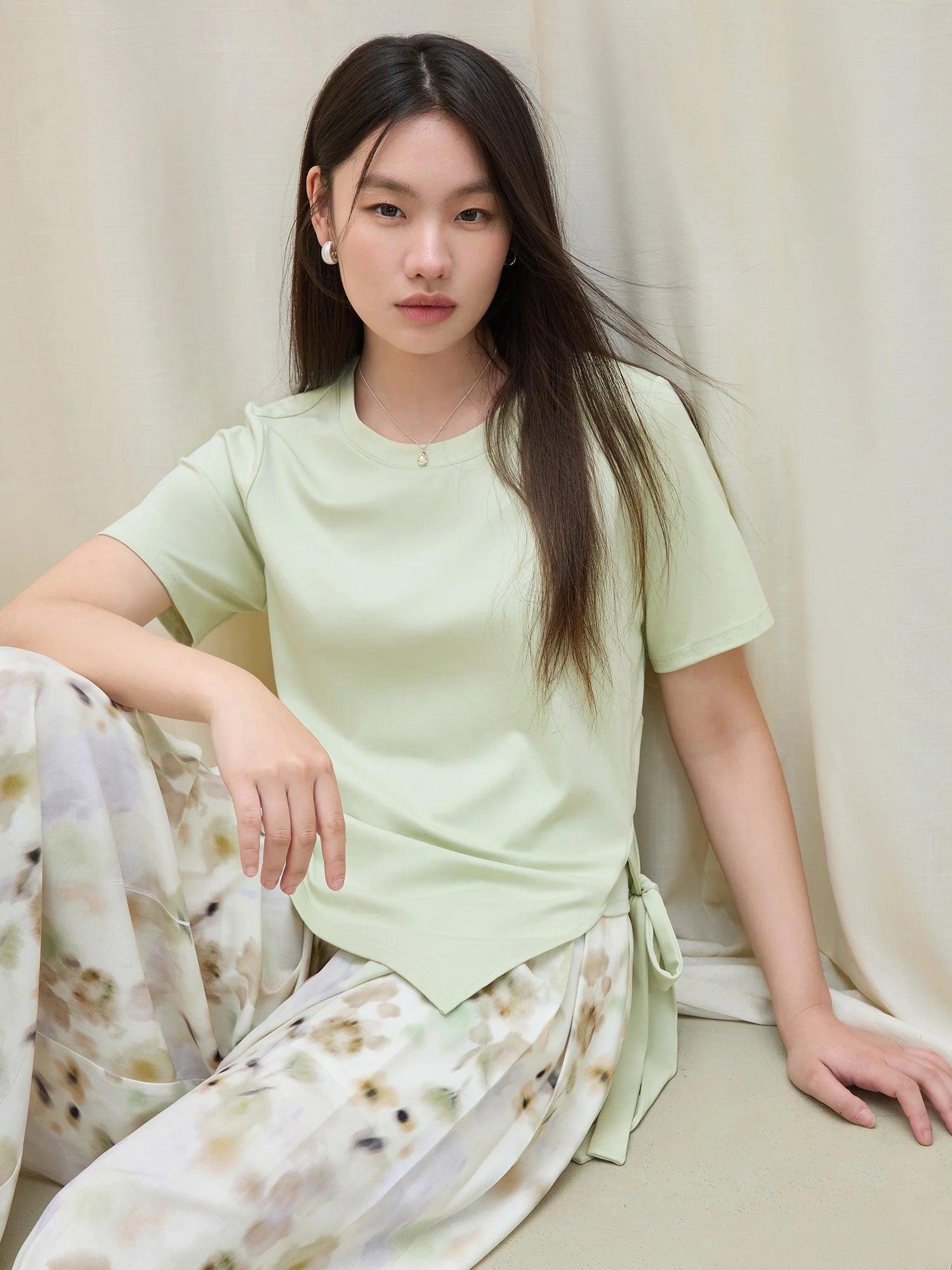 DUSHU Plus Size Minimalism Style Casual Versatile Short-sleeve T-shirt for Women 2025 Summer New Arrival Two Color Top 25DS82136