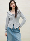 DUSHU Plus Size Women's Hooded Slim Fit Hoodie Jacket for Spring 2025 New Casual Double Zipper Top Loose Jacket 25DS81123