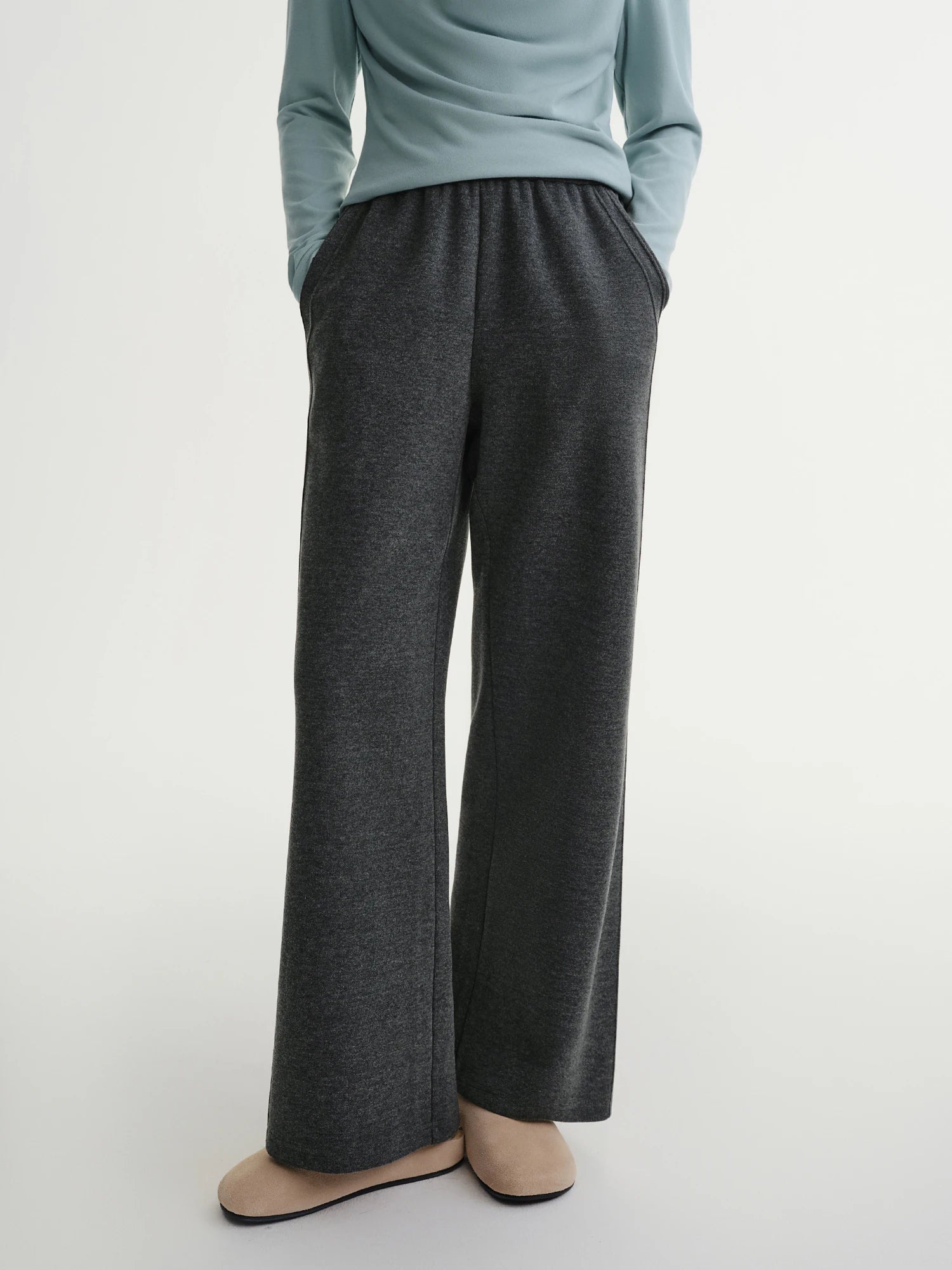 DUSHU Plus Size Women's Elastic Waist Relaxed Fit Fashion Wide Leg Casual Pants 2025 Winter New Arrival Cloud Layers Collection