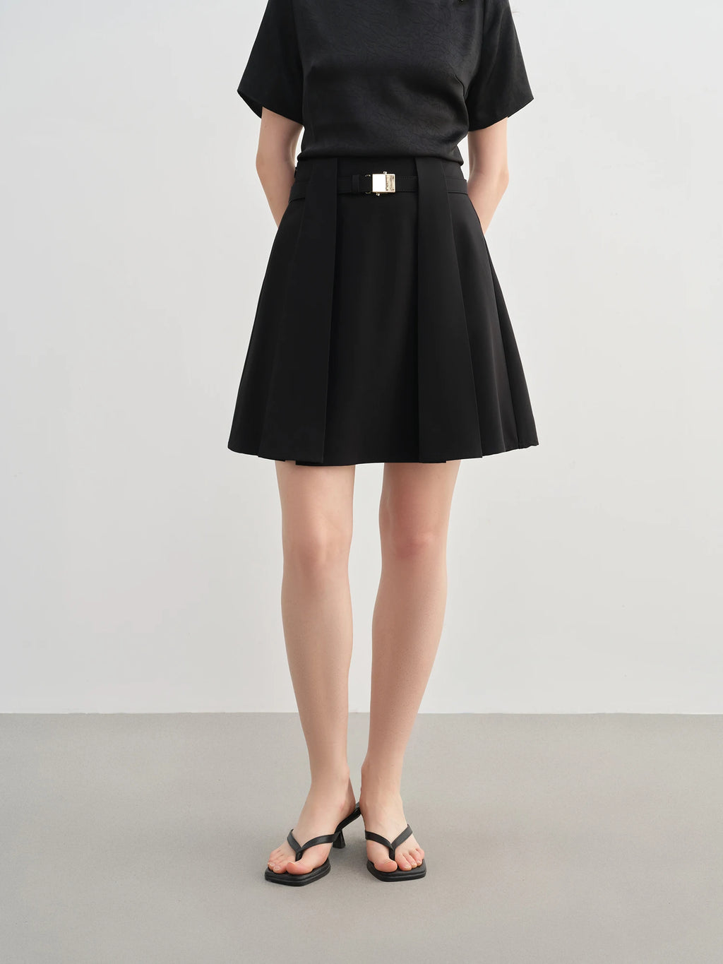 DUSHU Plus Size High Waist Pleated Casual A-line Short Skirt 2025 Summer Slightly Design Mini Skirt 25DS82349