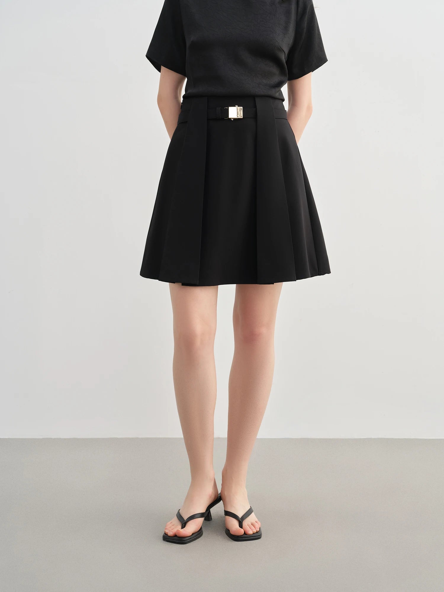 DUSHU Plus Size High Waist Pleated Casual A-line Short Skirt 2025 Summer Slightly Design Mini Skirt 25DS82349