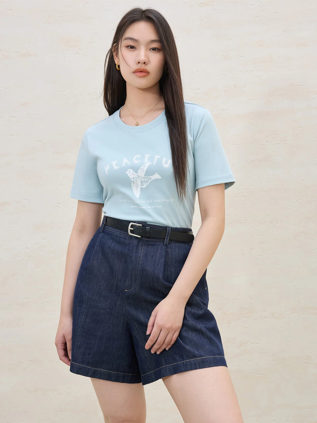 DUSHU Plus Size Round Neck Short Sleeve Printed Cool T-shirt 2025 Summer New Arrival Loose Straight Top for Women 25DS82196