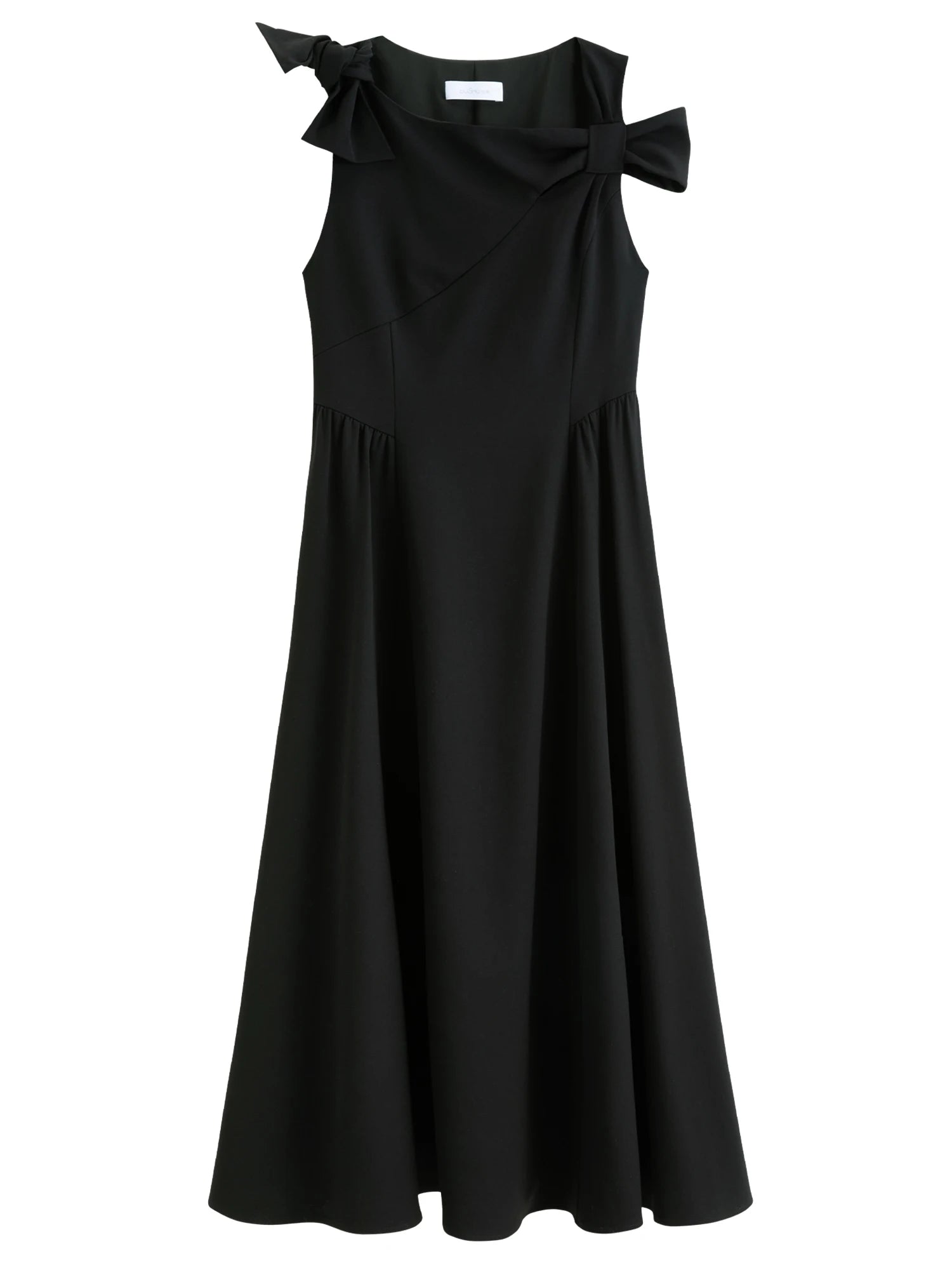 DUSHU 2025 Winter Women's Bow Detail Party Wear Dress for Office - Elegant Bowknot Cocktail Dress with Long Sleeves and A-Line