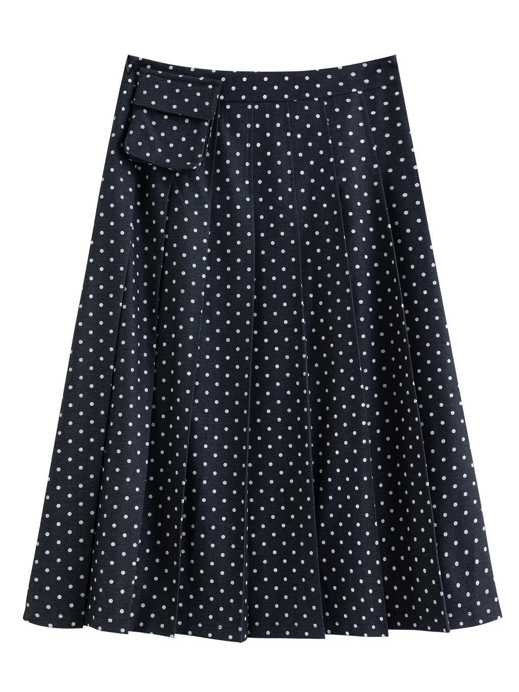 DUSHU 2026 Spring New Women's Polka Dot Midi Skirt Retro Black White Flared Pleated Skirt Vintage Waist Tie A-Line Party Skirt