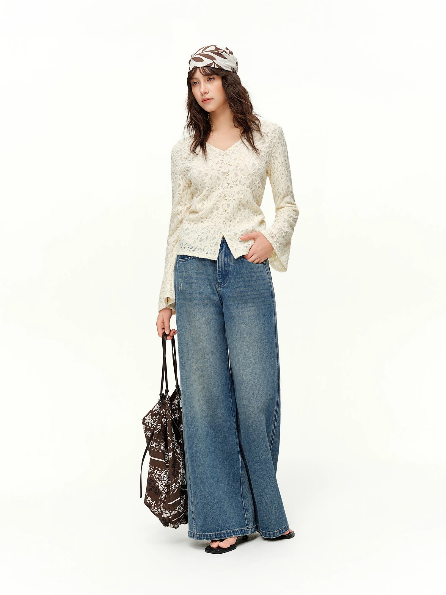DUSHU 2026 Spring New Arrival Women's Textured Waist Top, Lace Trim Belted Blouse for Coquette Elegant Soft Office Chic Style
