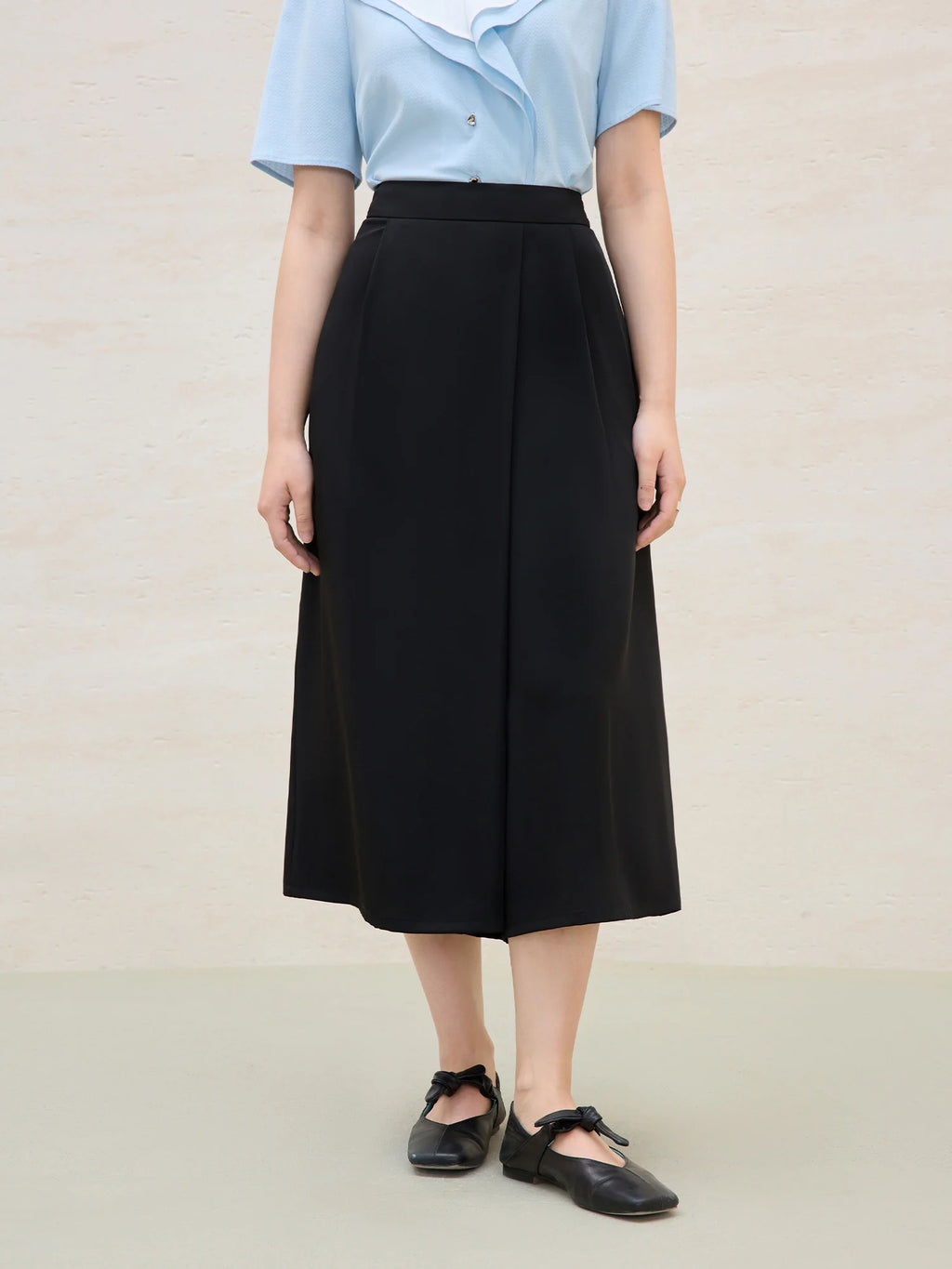 DUSHU Plus Size Women's Design-Sense Slanted Flap Wide-Leg Culottes, 2025 Summer Fashionable Pants 25DS82193