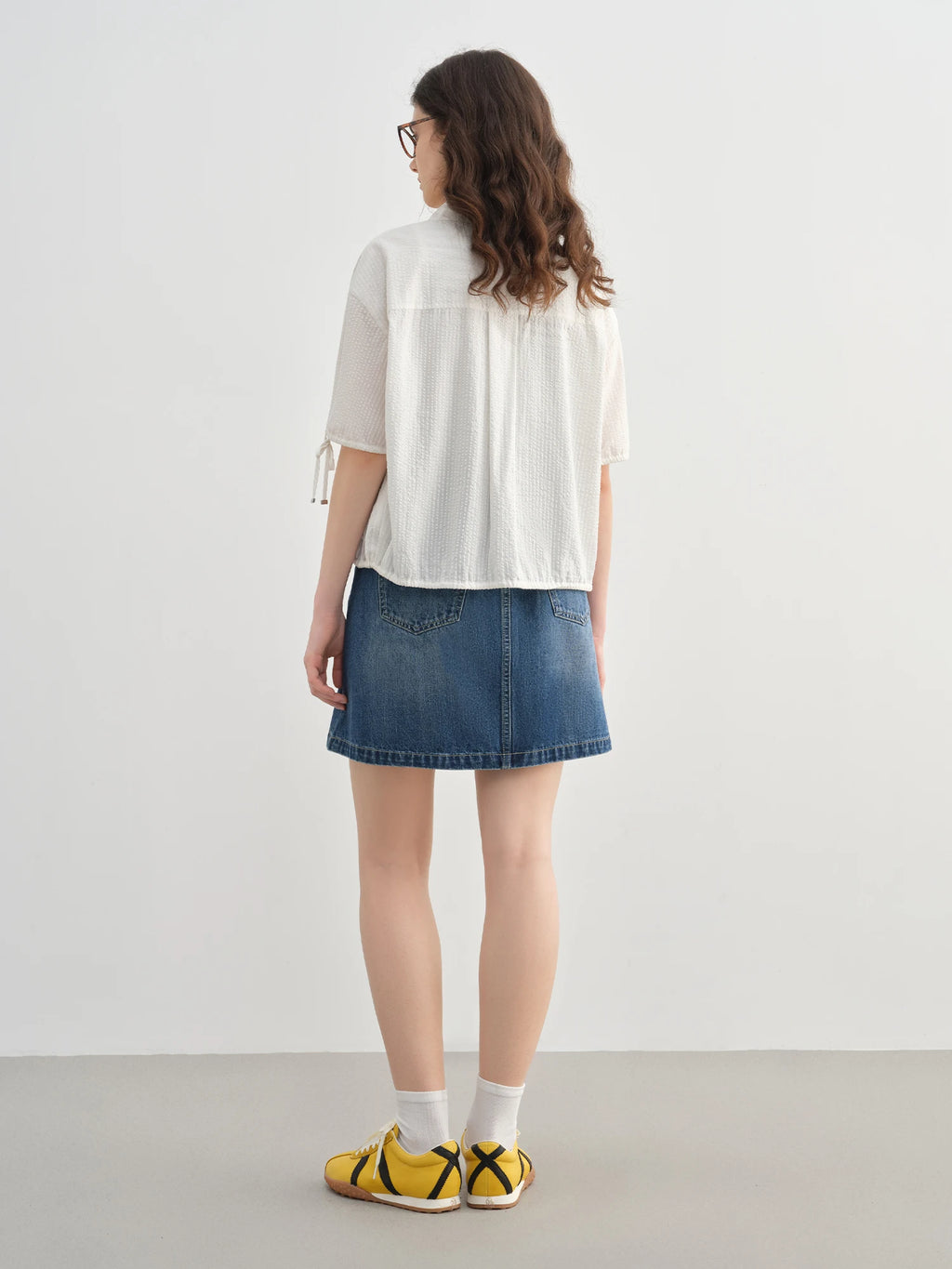 DUSHU Plus-Size Women's Workwear-Style Drawstring Short-Sleeve Shirt - Summer 2025 New Commuter Fashion Quality Feel 25DS82267