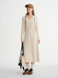 DUSHU Plus-size Women's Casual Hooded Pleated Waist Dress - Winter 2025 from the Active Moments Collection Stylish Flattering