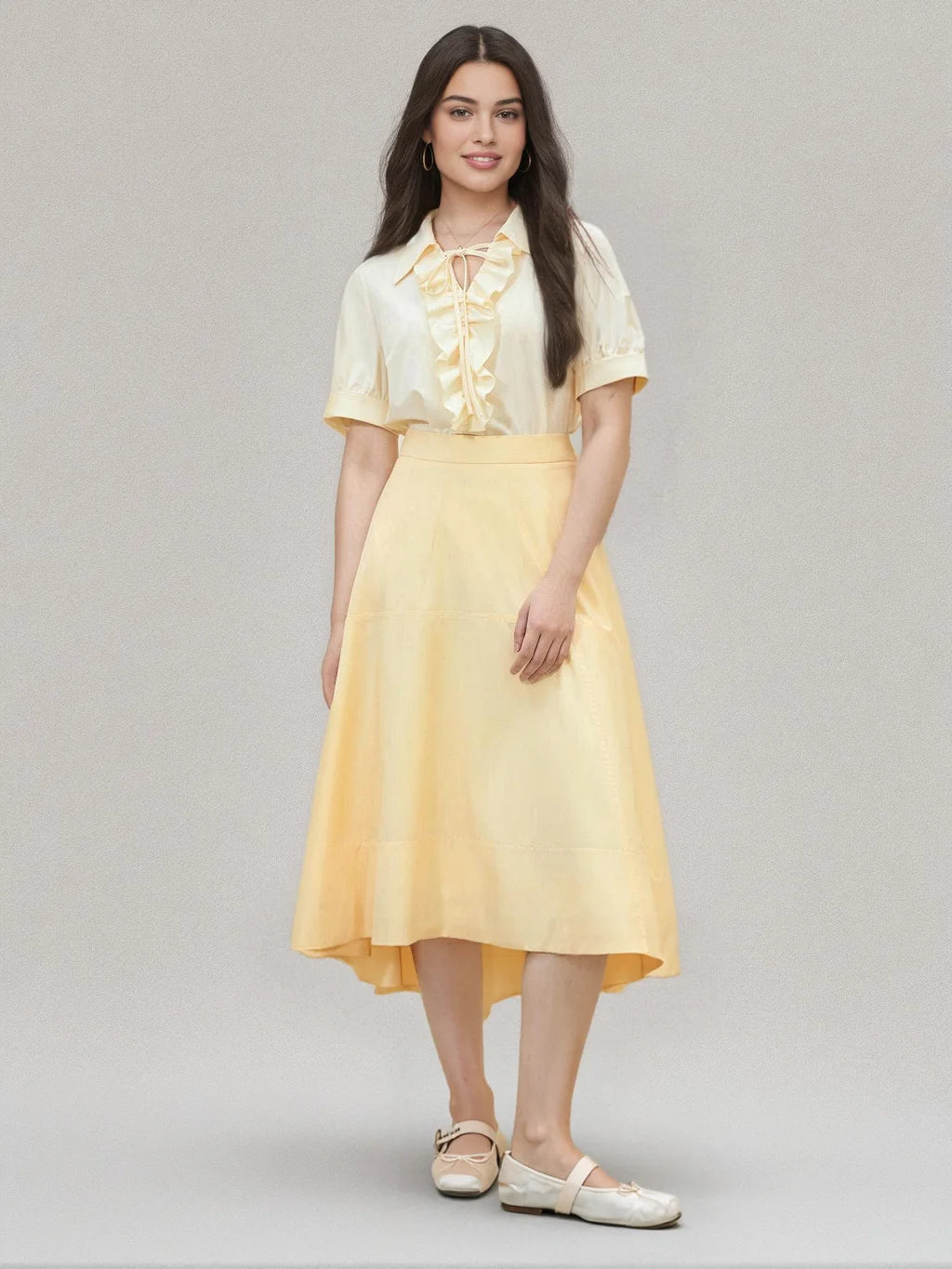 DUSHU French Style Irregular Design Skirt 2025 Fashionable Commuting High Waist Slim A-line Umbrella Skirt for Women 25DS82153