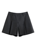 DUSHU Winter 2025 Women's A-Line Pleated Skort - Office Workwear Skirt with Elastic Waist Figure-Flattering for Casual Comfort
