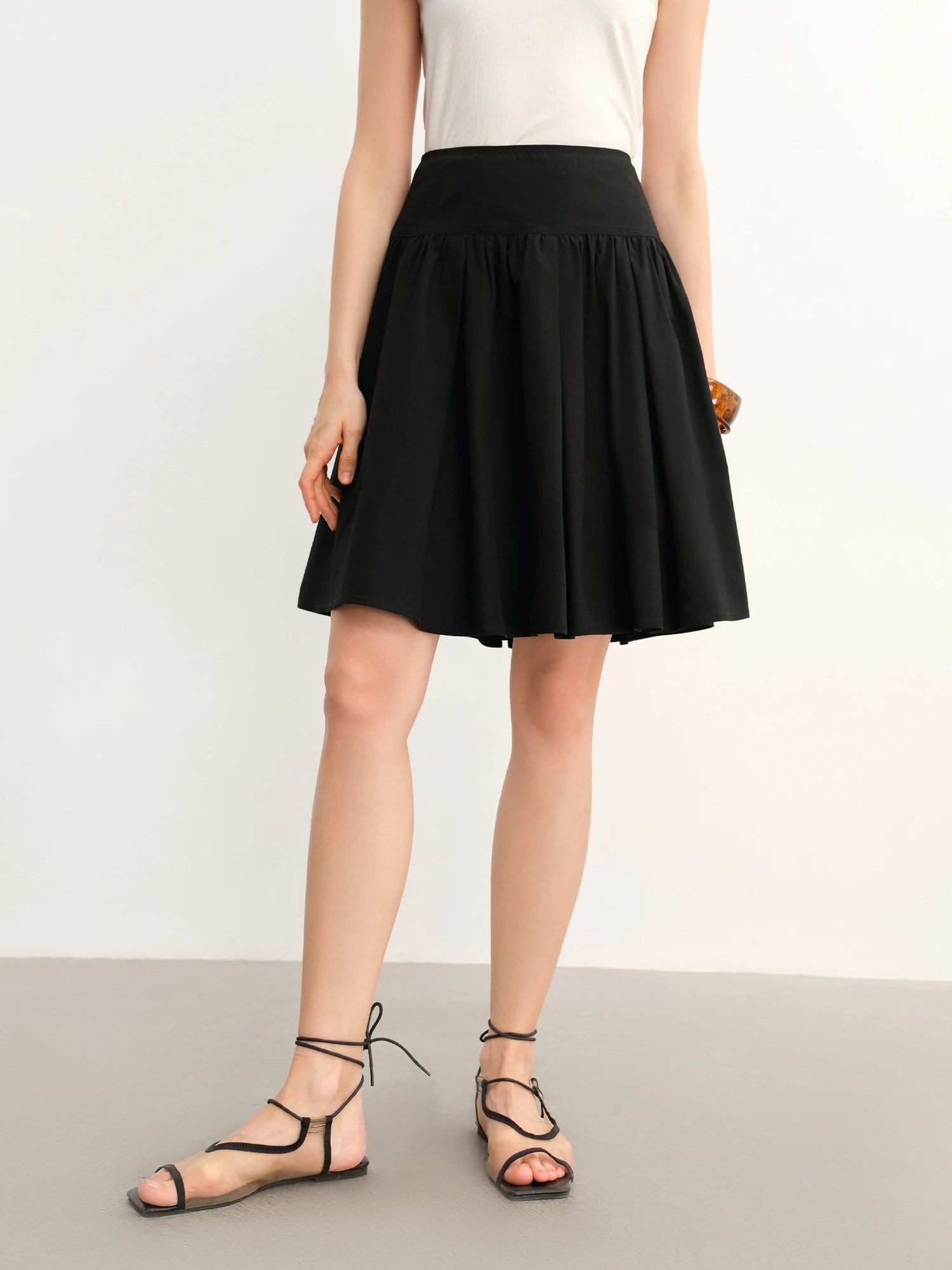 DUSHU Chic Casual Black Slimming Design Versatile A-Line Skirt - 2025 Summer New Arrival Skirts for Women 25DS82839