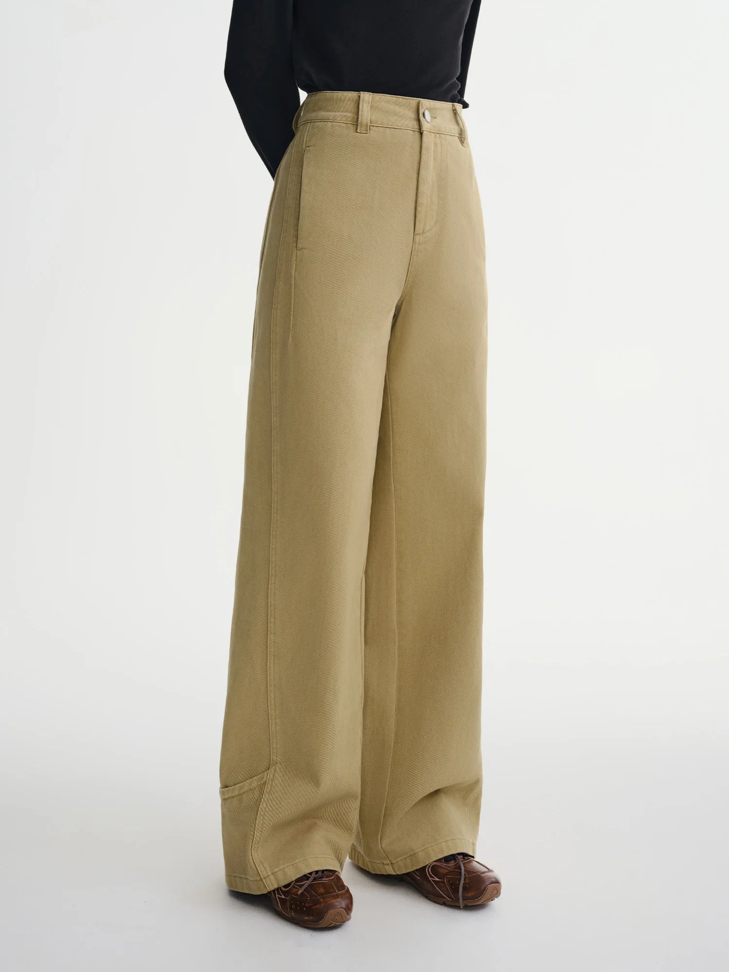 DUSHU Plus-Size Women’s Deconstructivist Fashion: Baidapa Workwear Jeans 2025 Winter Wide Leg Pants Collection Winter Jeans