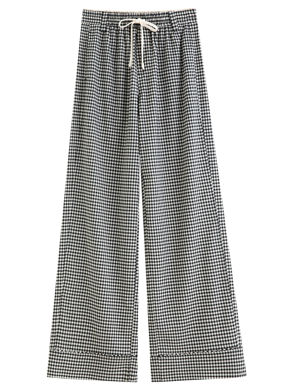 DUSHU 2026 Spring Women's Plaid Pattern Blend Straight Leg Pants - Acetate Commuter Style Trousers Elastic Waist for Office