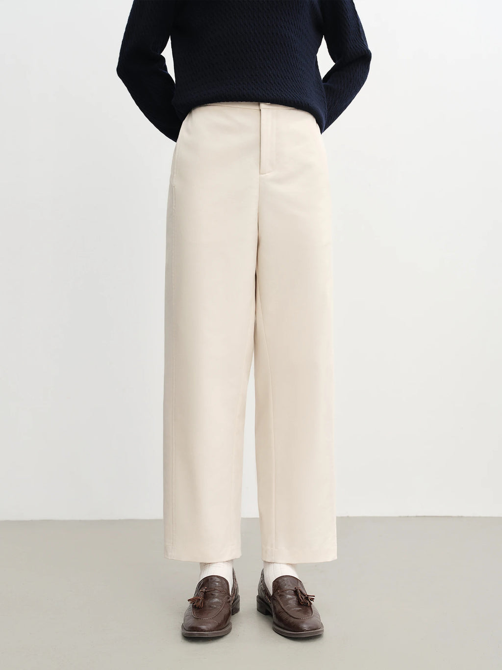 DUSHU 2025 Women's High Waist Flared Hem Pants - Summer Casual Elastic Waistband Ankle-Length Trousers Daily Wear