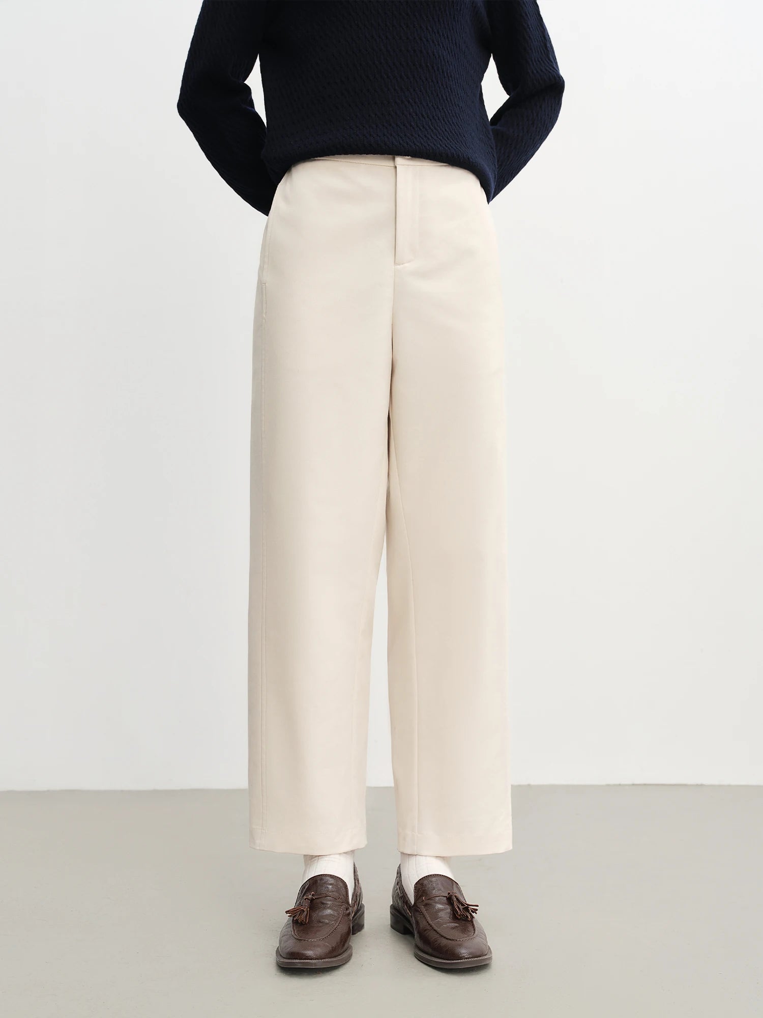 DUSHU 2025 Women's High Waist Flared Hem Pants - Summer Casual Elastic Waistband Ankle-Length Trousers Daily Wear