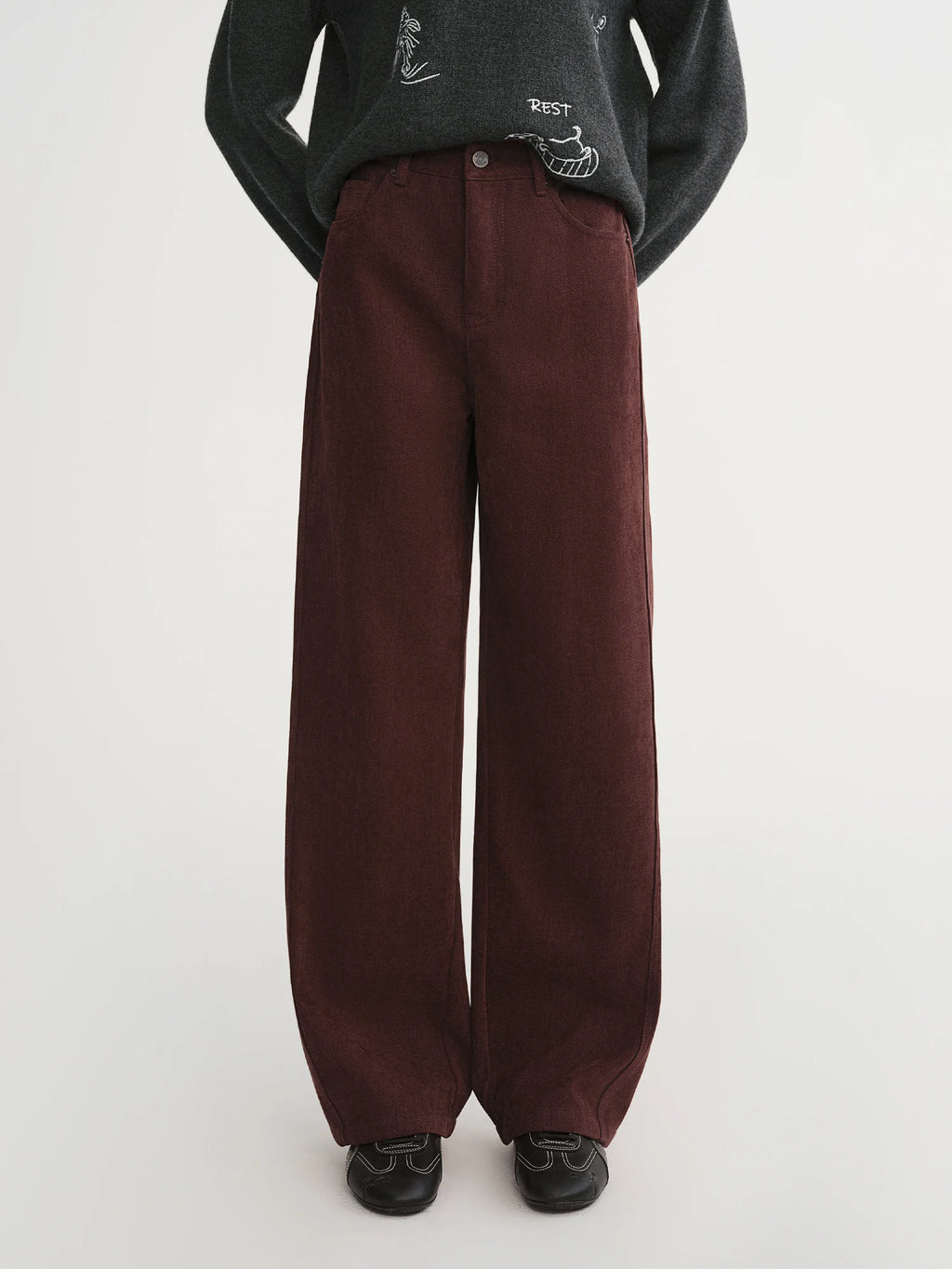 DUSHU 2025 Winter Women's High Waist Straight Wide Leg Pants - Office Casual Trousers with Stretch Fabric for Daily Comfort Wear