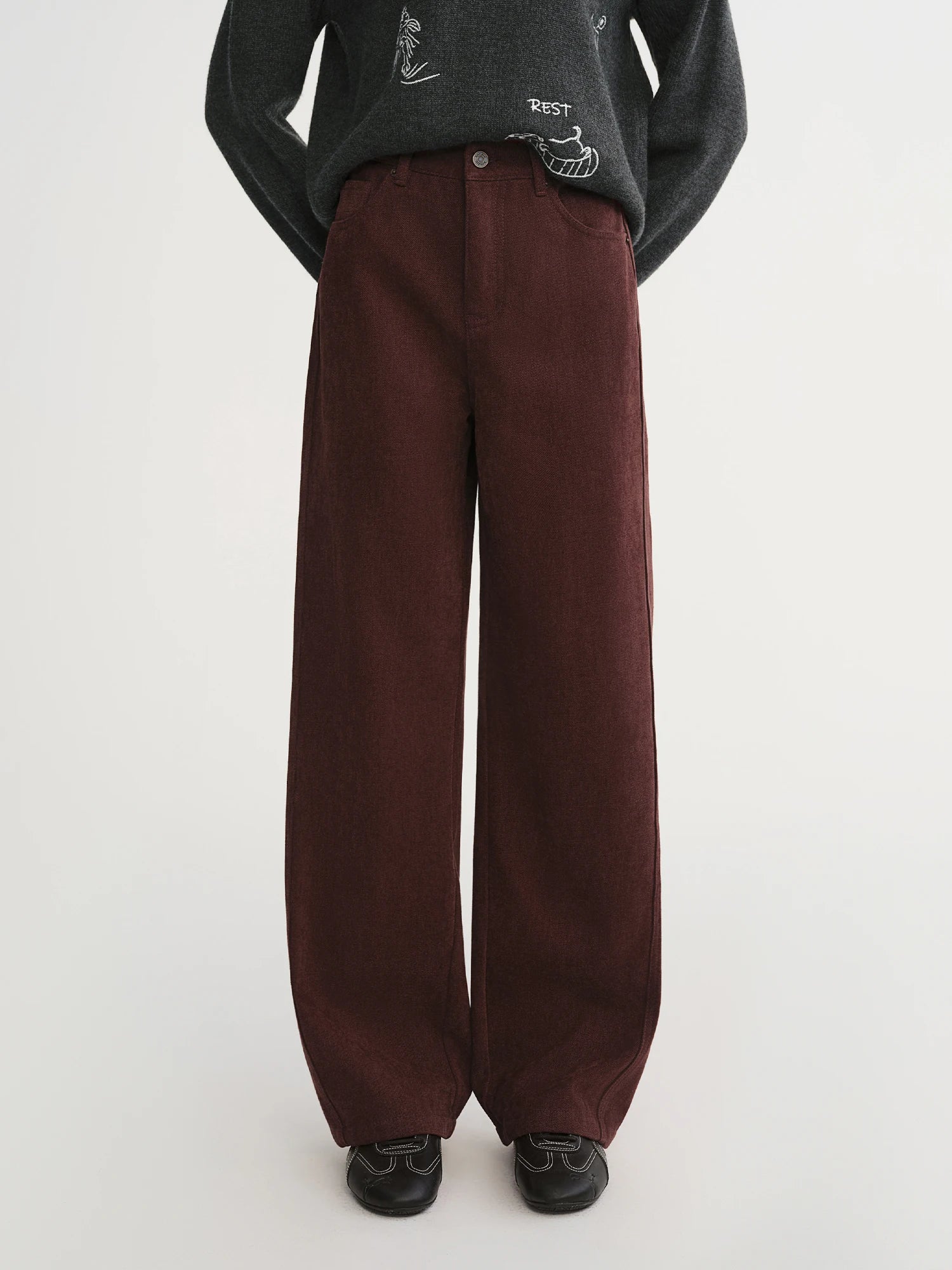 DUSHU 2025 Winter Women's High Waist Straight Wide Leg Pants - Office Casual Trousers with Stretch Fabric for Daily Comfort Wear