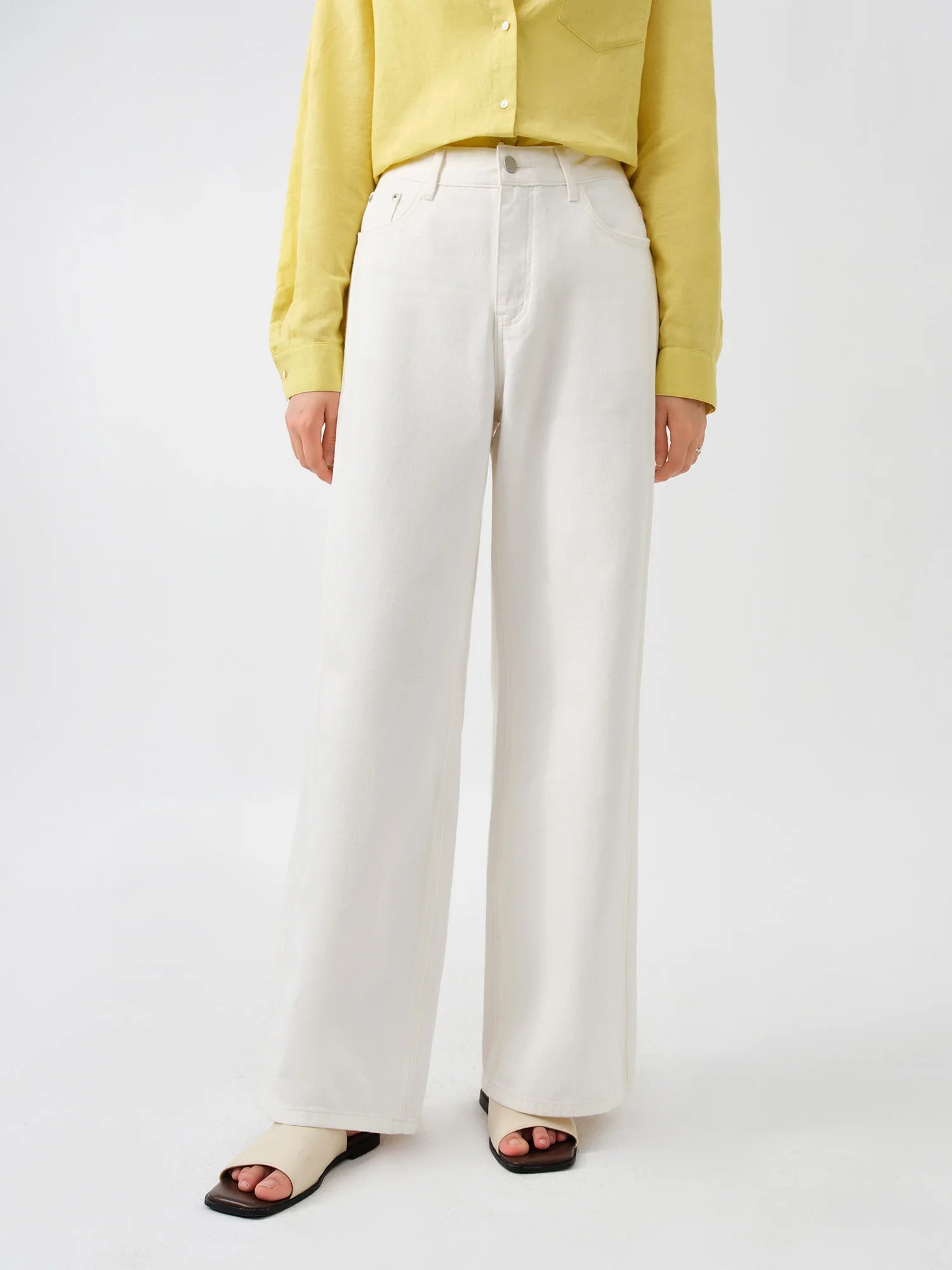 DUSHU Women Jeans【3 Colors】Autumn High Waist Straight Female Jeans 2024 Fall Denim White Long Trouser Pink Pants 24DS83017