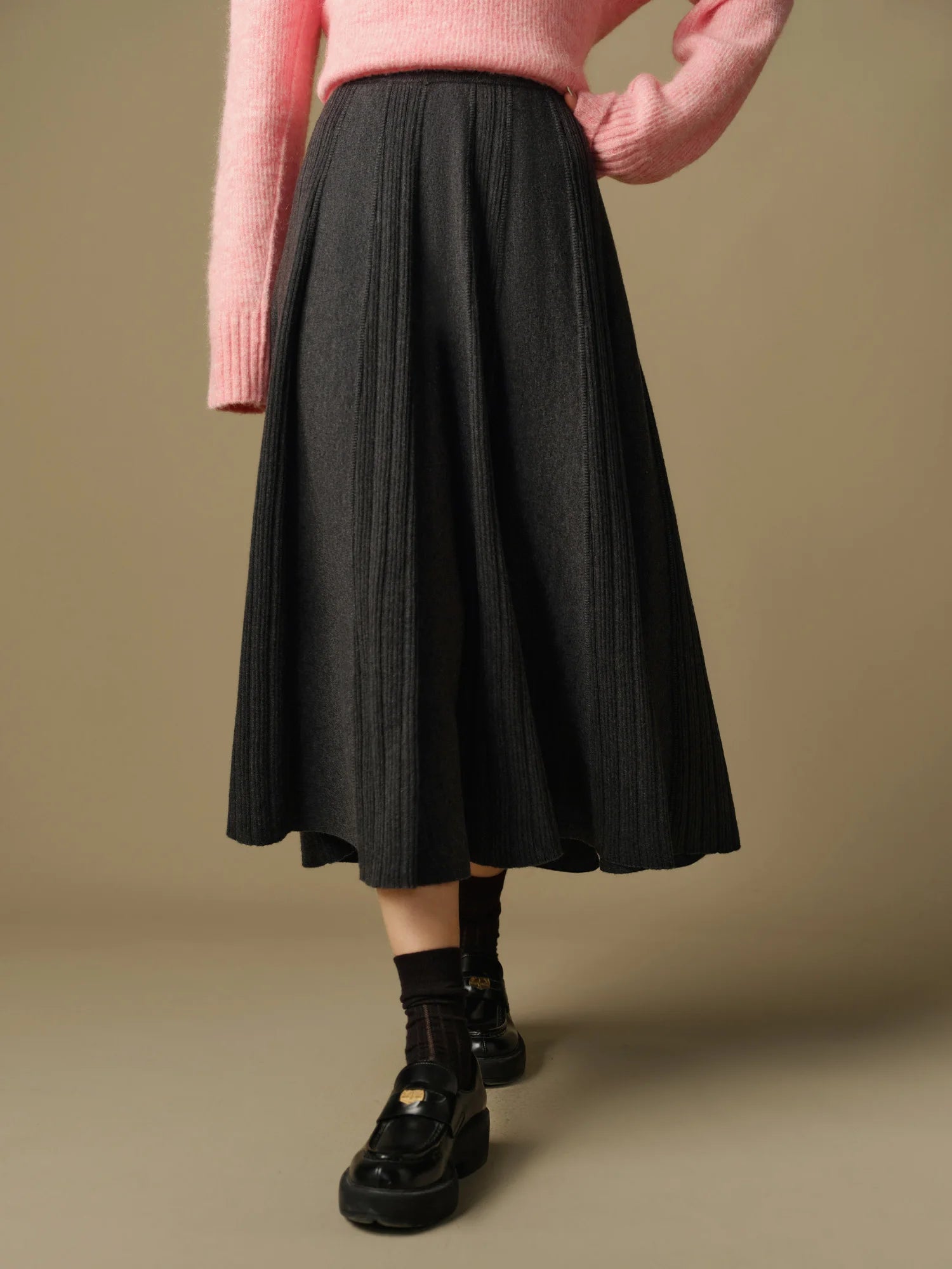 DUSHU Plus Size Women's Gentle Knitted Skirt 2024 Winter New Product Commuting Fashion Versatile Medium Length Skirt 24DS84245