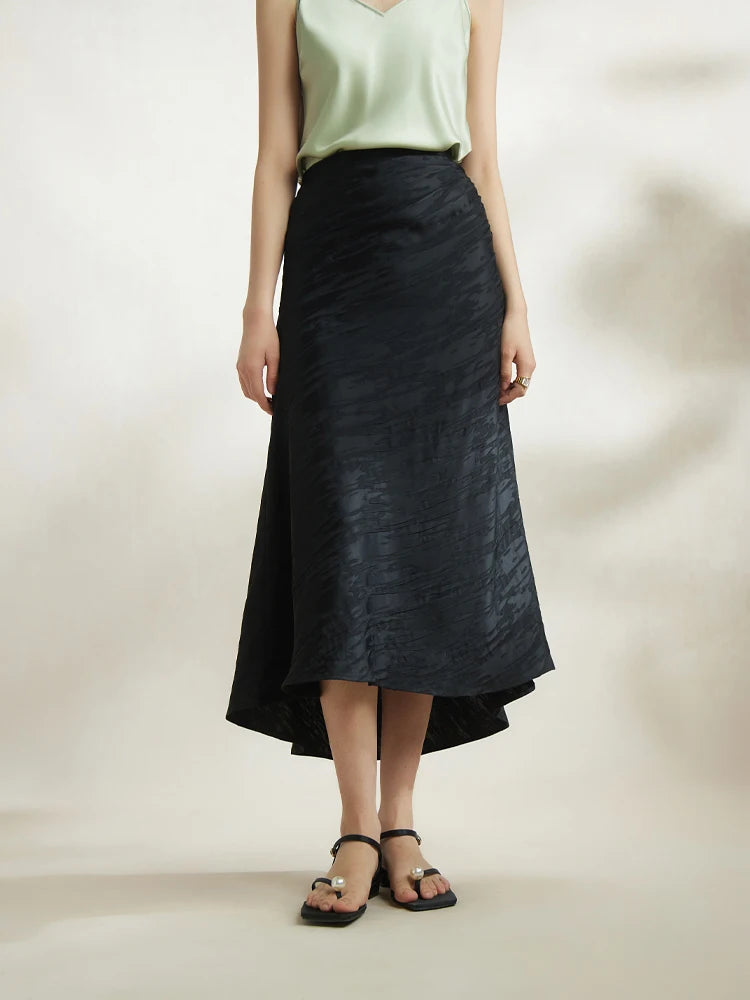 DUSHU Design Sense Elegant Style Acetate Jacquard Skirt for Women 2024 Spring New Fashionable High Waist Niche Skirts Female