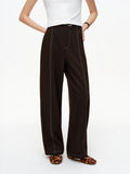DUSHU 【Curved Blade Satin Pants】Visible Stitching Faded Finish Denim-Inspired Stretch Straight-Leg Women 2026 Spring New Arrival