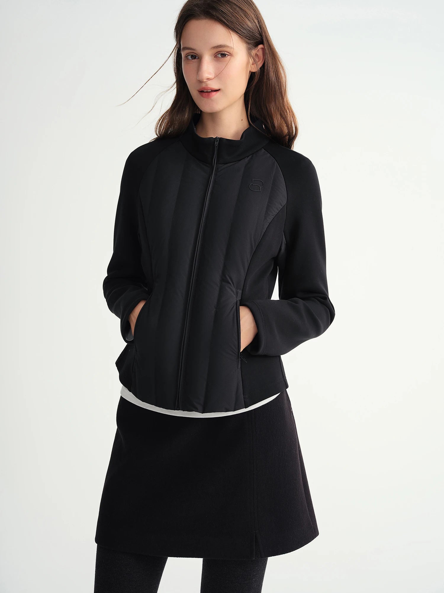 DUSHU Plus Size Women's Down Lined Patchwork Slim Fit Stand Collar Short Jacket 2025 New Arrival Winter Warm Outerwear Coats