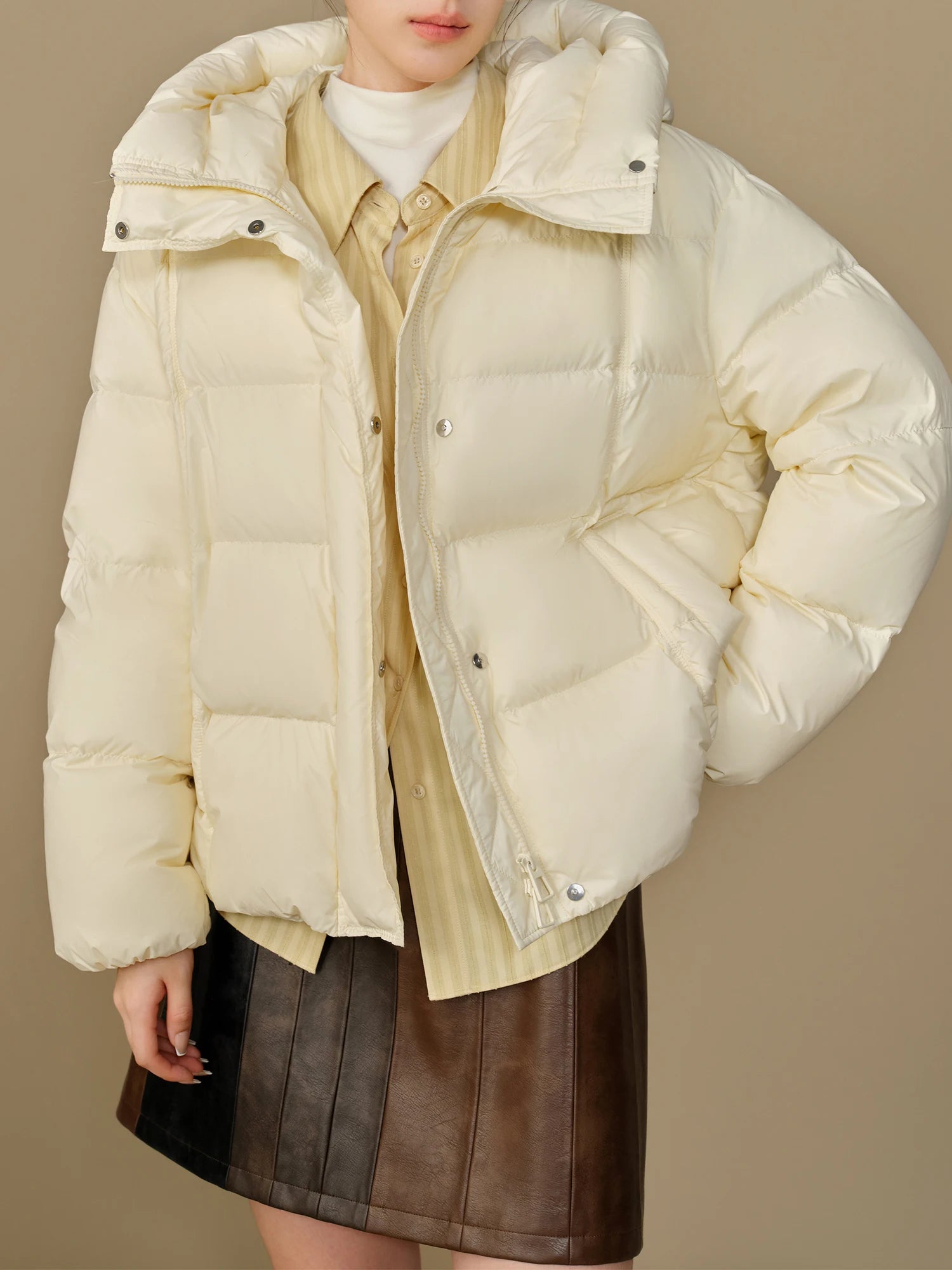 DUSHU 231G Filling Amount Down Coat Six Color Two Length Down Jacket 2024 Winter New Hooded Dopamine Coat 24DS84049 24DS84053