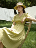 DUSHU French Style V-neck Elegant Casual Dress Summer New A-Line Long dress 2024 New Hepburn Style Ladies Dress 24DS82646