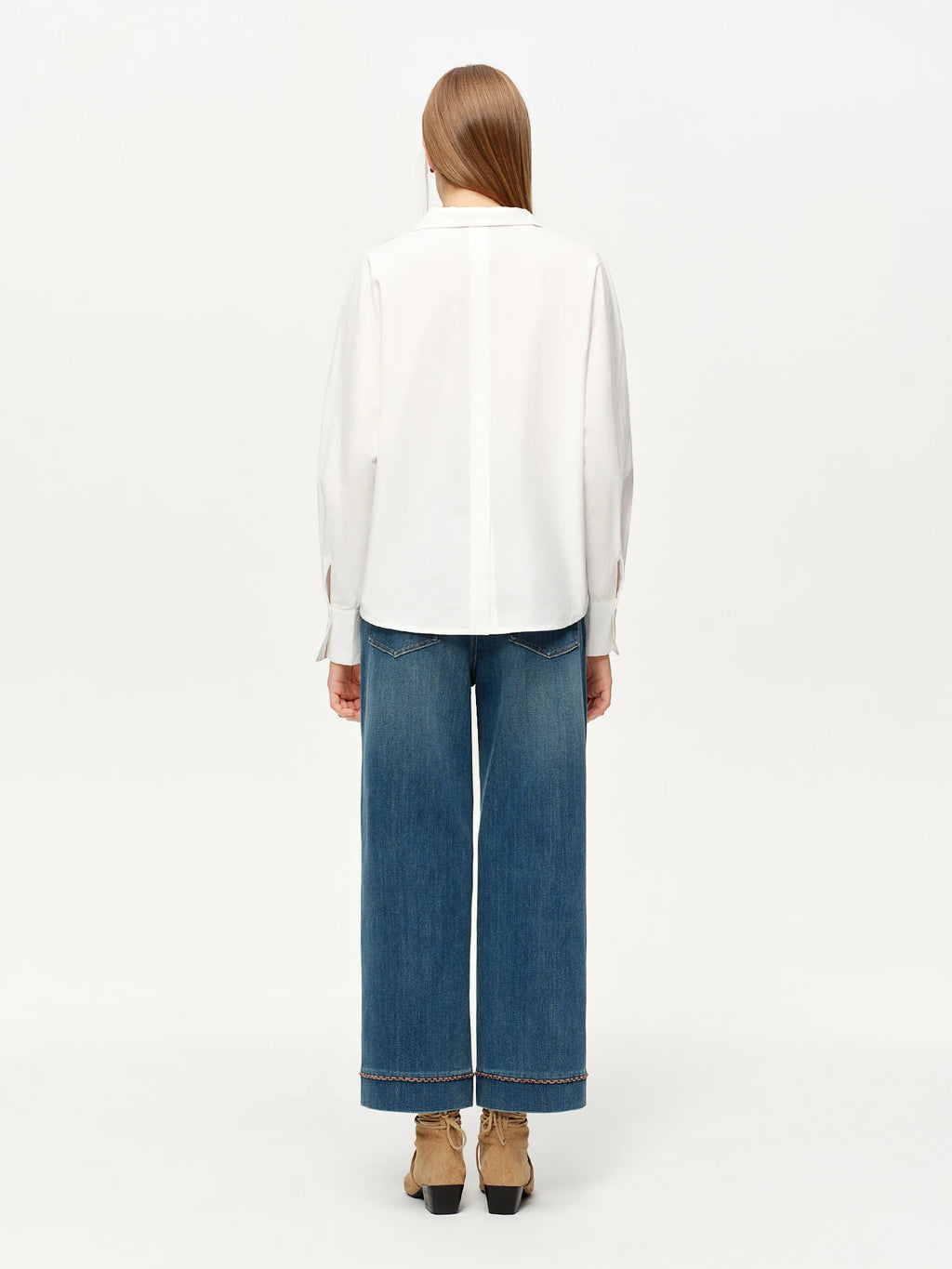 DUSHU Elegant Women's BlouseSoft Pure Cotton White Design Perfect Commute Daily Wear Spring 2026 New Arrival Long-Sleeve Tops