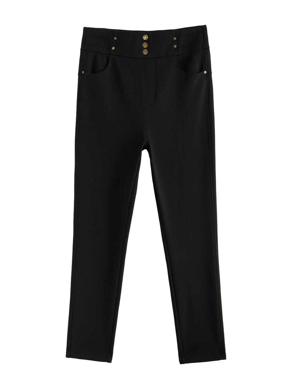 DUSHU Women Winter Thicken Pants High Waist Commuter Black Slim Cropped Pant Women High Elastic Velvet Tight Trouser 24DS84482