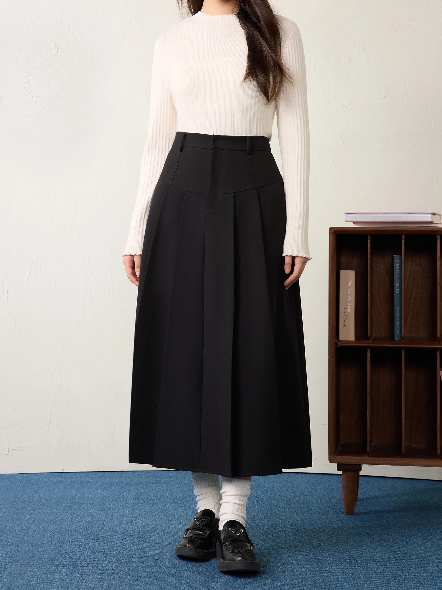DUSHU Office Lady High Waisted Pleated A-line Skirt 2025 Spring New Commuting Versatile Fashion A-line Skirt 25DS81131