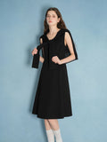 DUSHU Plus Size Women Black Dress Officelady 2025 Autumn New Black Dress Slim Skirt Sleeveless Long Dress 25DS83185+25DS83252