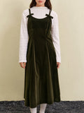 DUSHU Christmas Style Suspender Red Green Black Winter Dress for Women 2024 New Design All-match Chic Long Dress 24DS84338
