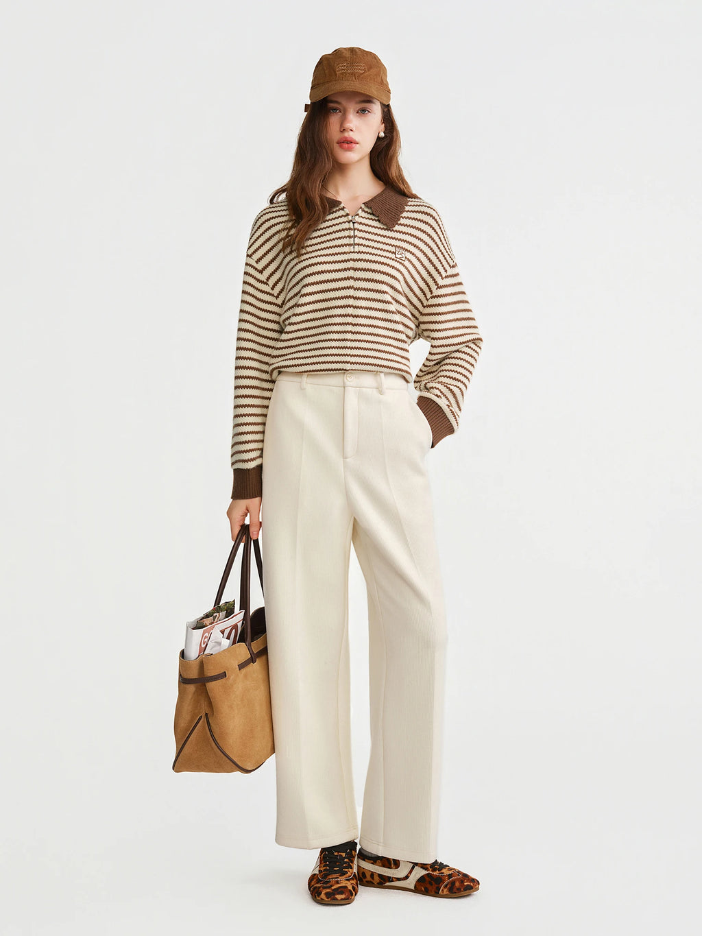 DUSHU Thick White Straight Pants Women Wool Warm Commuting All-match Autumn Winter Pants 2025 New Style Baguette Casual Pants