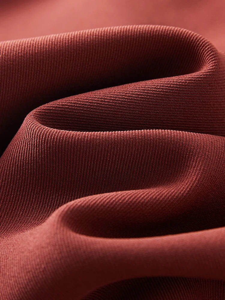 DUSHU Women's Winter Retro Red Stitching Dress Long Polo Neck Belt A-line Skirt Women Bow Neckline Design Thick Bottoming Dress