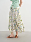 DUSHU Plus Size Women's Clothing [Summer Oil Painting] Irregular Floral Skirt A-line Skirt 25DS82559
